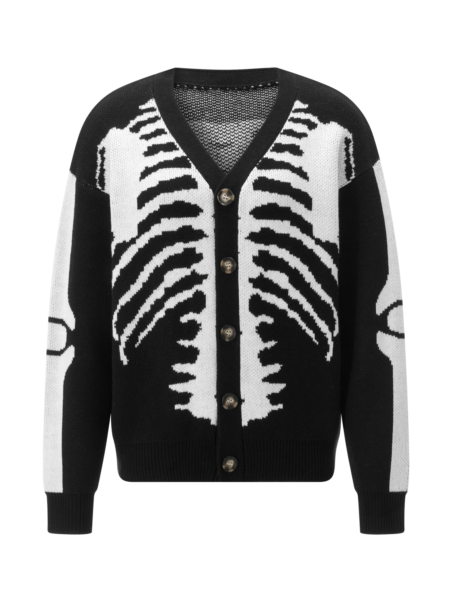 Women Halloween Cardigan Long Sleeve Button Closure Skeleton Sweater
