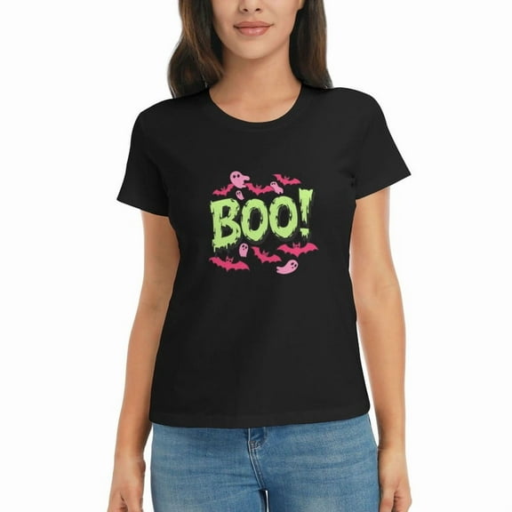 Women Halloween Cotton T Shirt Fall Funny Short Sleeve Soft Graphic Crewneck Thanksgiving Tops S-3XL