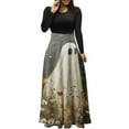 thumbnail image 1 of Women Halloween Dress Long Sleeve Maxi Long Dress Pumpkin Print A Line Dresses Trendy Clothes Outfits 2025, 1 of 4