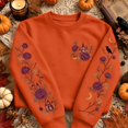 thumbnail image 1 of Women Halloween Floral Graphic Sweatshirt JIANLAI Crew Neck Long Sleeve Moon Rose Leaf Print Pullover Casual Autumn Fall Holiday Tops, 1 of 7