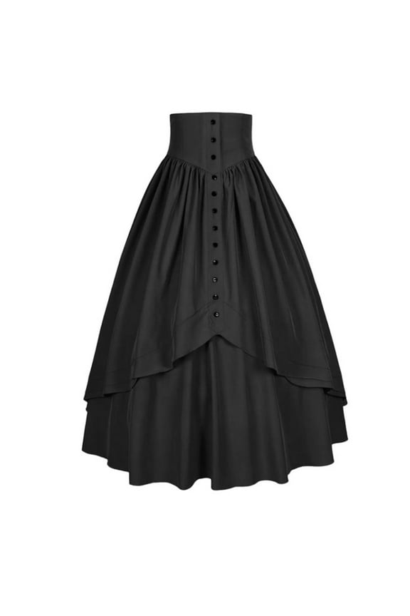 Women Halloween High Waist Elastic Skirt Victorian Skirt Medieval Renaissance Peasant Skirt A Line Fluttering Long Skirt