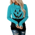 thumbnail image 1 of Women Halloween Hooded Pullover, Pumpkin Face Printed Pattern Long Sleeve Hoodie, S-XXXL, 1 of 2