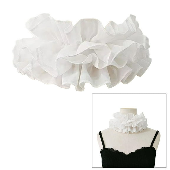 Women Halloween Neck Ruff Collar Renaissances Ruffled Wrist Cuffs Victorians Vintage Chokers Chiffon Stand False Collar
