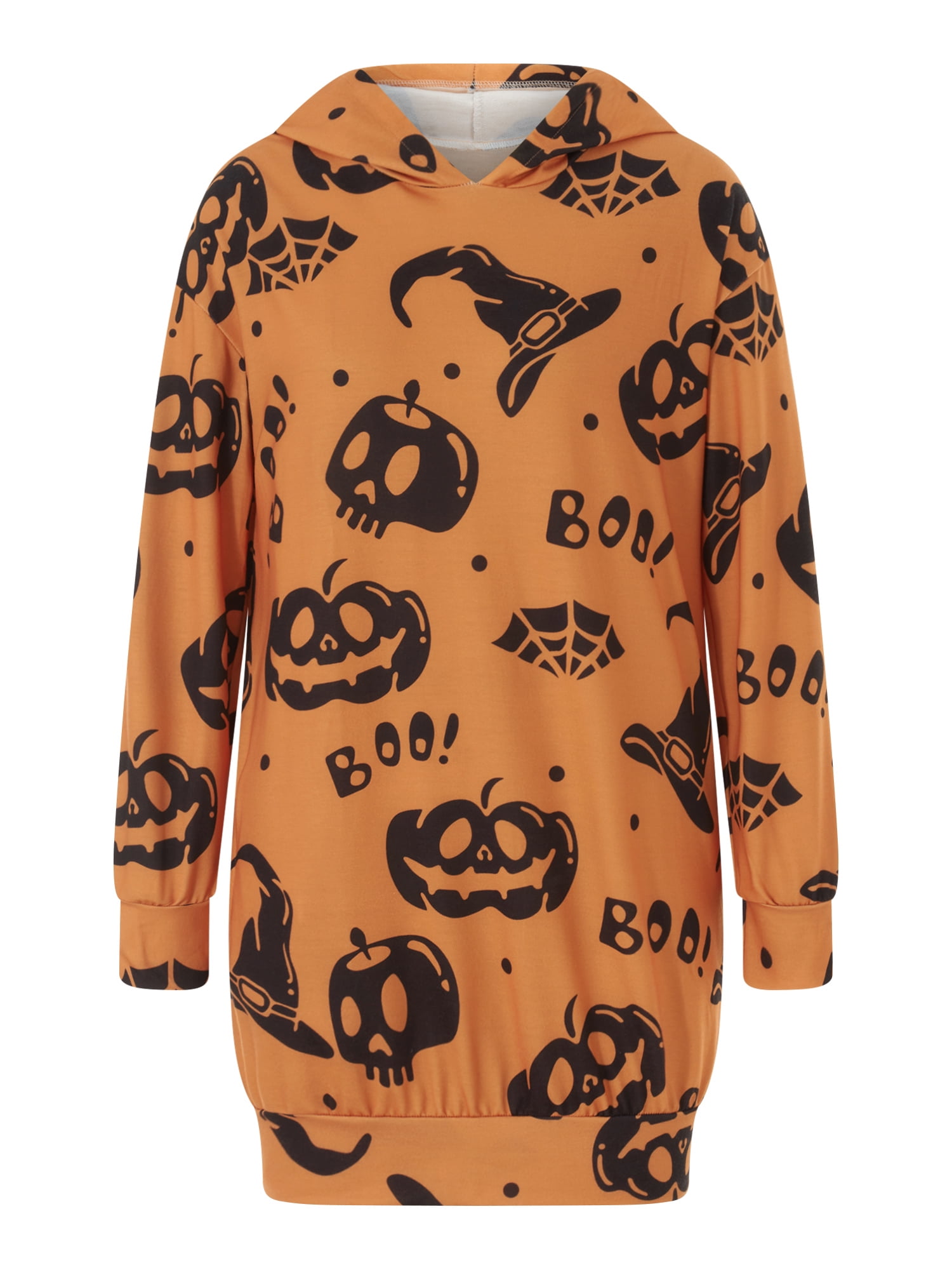 Women Halloween Nightshirt Casual Pumpkin Print Loose Fit Sleepwear