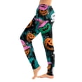 thumbnail image 1 of Women Halloween Pajama Pants Drawstring High Waist Pants Pumpkin Print Wide Leg Soft Lounge Sleep Pajamas Dark Green,XL, 1 of 5