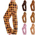 thumbnail image 1 of Women Halloween Pajama Pants Pumpkin Ghost Print Elastic High Waisted Lightweight Soft Long Bottoms Lounge Pants L, 1 of 7
