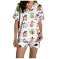 thumbnail image 1 of Women Halloween Pajama Sets Smooth Lightweight Pumpkin Graphic Button Down Short Sleeve Shirts and Shorts Minimalist 2 Piece Nightwear Matching Lounge Sets, 1 of 6