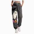 thumbnail image 1 of Women Halloween Pajamas Pants Cute Pumpkin Ghost Print Drawstring Wide Leg Pj Bottoms Holiday Loose Casual Sleepwear(Grey,S), 1 of 7