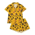 thumbnail image 1 of Women Halloween Print Short Sleeve Pajama Set, Notch Collar Button Down Top And Shorts Soft Sleepwear Sizes S-XXL, 1 of 8