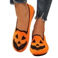 thumbnail image 1 of CHUMUD Women Halloween Pumpkin Shoes Ghost Pattern Loafers Soft Comfortable Knitted Slip on Flats Cute Spooky, 1 of 9
