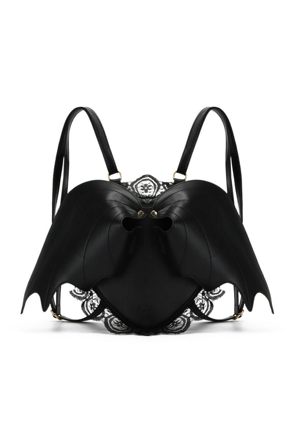 Women Halloween Purse Bat Wing Goth Handbags Black Gothic Backpack Leather Spider Web Crossbody Shoulder Bag