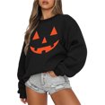 thumbnail image 1 of Women Halloween Sweatshirt Graphic Pullover Tops Spooky Season Sweatshirt Long Sleeve Oversized Crewneck Fall Sweatshirt, 1 of 4