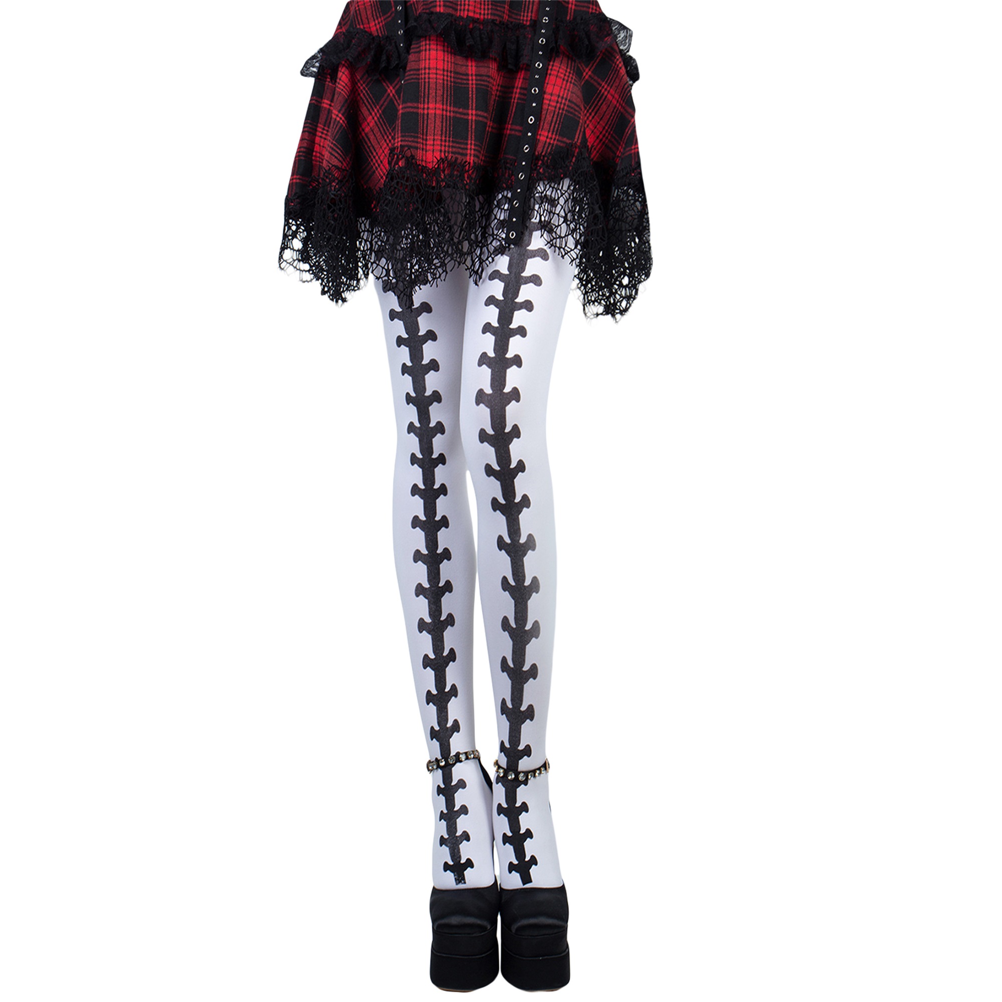 Women Halloween Tights High Waist Skeleton Print Stockings Pantyhose
