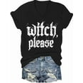thumbnail image 1 of Women Halloween V Neck Shirt Halloween Witch Please T-Shirt Vintage Witches Short Sleeve Tee Tops, 1 of 6