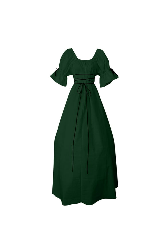 Women Halloween Vintage Goth Grunge Goddess Square Short Bell Sleeve Peplum Lolita Costumes Cosplay Long Dresses