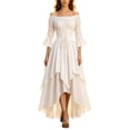 thumbnail image 1 of Women Halloween Waist Cinching Dress Off Shoulder Cutout Sleeve Gothic Ruffle Tiered Midi Dress Court Style Holiday Dress Multi-Color Vintage Slim Casual Slips, 1 of 5