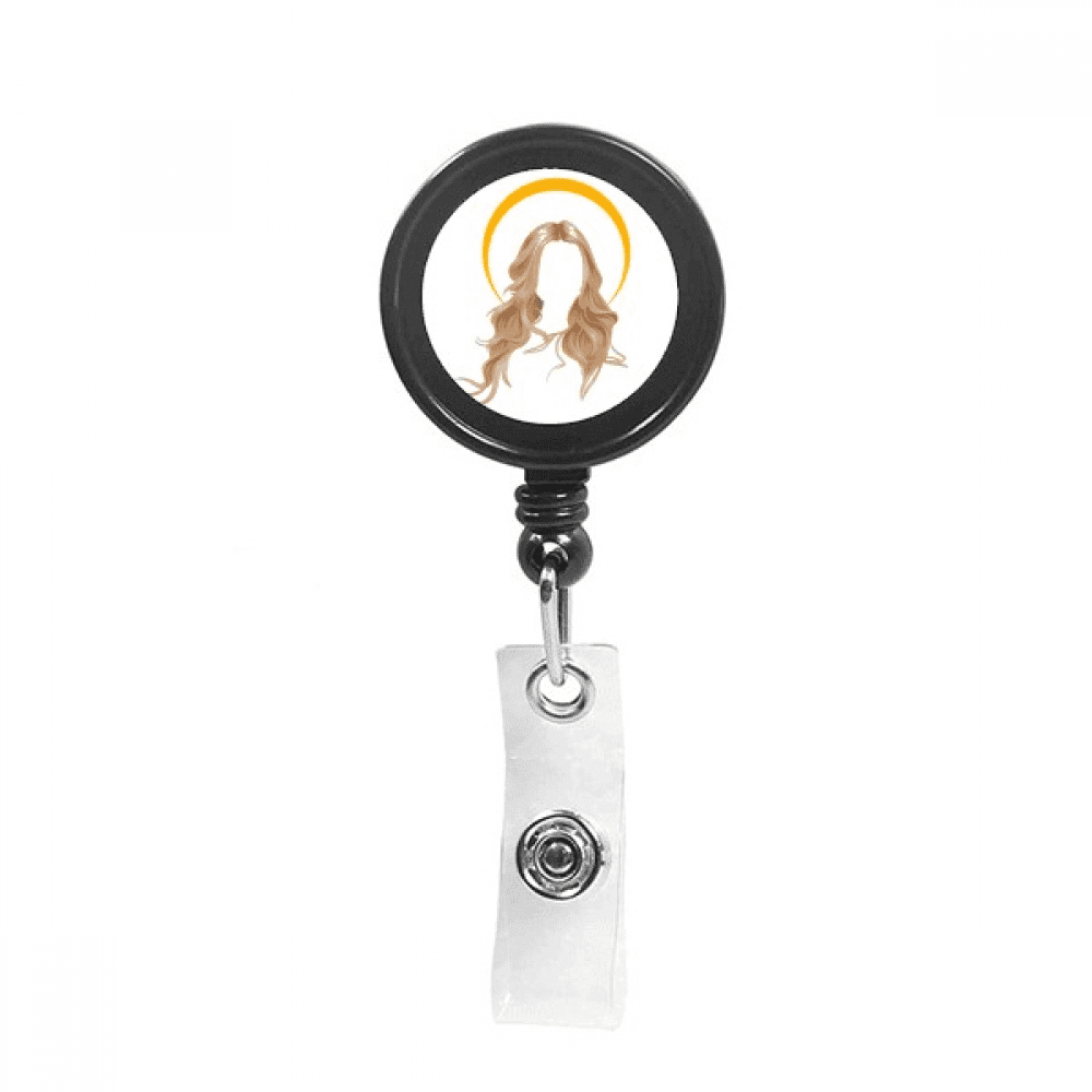 Women Halo Hair Style Art Deco  Fashion Retractable Keychain Badge Holder ID Badge