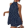 thumbnail image 1 of Women Halter Backless Dress Summer Mini Short Dresses A Line Polka Dot Sundress, S, 1 of 4
