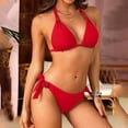 thumbnail image 1 of Women Halter Bikini Set - Two Piece Triangle Swimsuit Tie Bathing Suit Cute Swimwear Vermilion S, 1 of 5