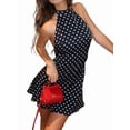 thumbnail image 1 of Women Halter Dress Summer Mini Short Dresses A Line Polka Dot Slim-Fit Sundress Vacation Outfits, 1 of 8
