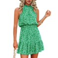 thumbnail image 1 of Women Halter Neck Romper Dress Sleeveless Spaghetti-Strap Ruffled and Flowy, 1 of 4
