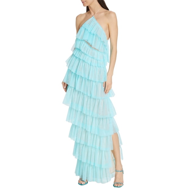 Trend4us Elegant Layered Ruffle Halter Maxi Dress main image 1