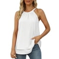 thumbnail image 1 of Women Halter Tank Tops Summer High Neck Double Layer Sleeveless Tops Female Dailywear, 1 of 7