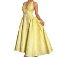 thumbnail image 1 of Women Halter Tea Prom Maxi Dresses 2025 Jacquard Satin Deep V-Neck A-Line Dress Formal Evening Party Gowns, 1 of 2