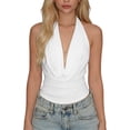 thumbnail image 1 of Women Halter Top Backless Tank Tops Cowl Neck Summer Going Out Outfits Cami Tops, 1 of 5