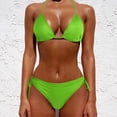 thumbnail image 1 of Women Halter Triangle Bikini Set 2 Piece String Swimsuit Sliding Triangle Top Side Tie Low Rise Bottom Scrunch Butt Perfect for Summer Travel and Seaside Photo Green L, 1 of 3