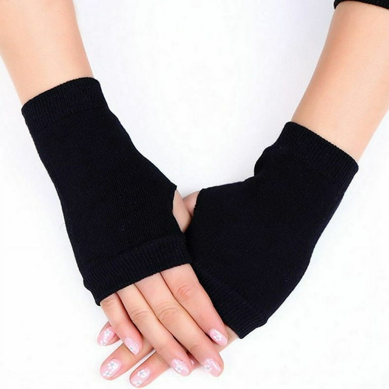Women Hand Warmer Winter 1Pair Fingerless Gloves Ladies Protection Arm  Warmer Long Fingerless Stretchy Gloves Sleeves Mittens