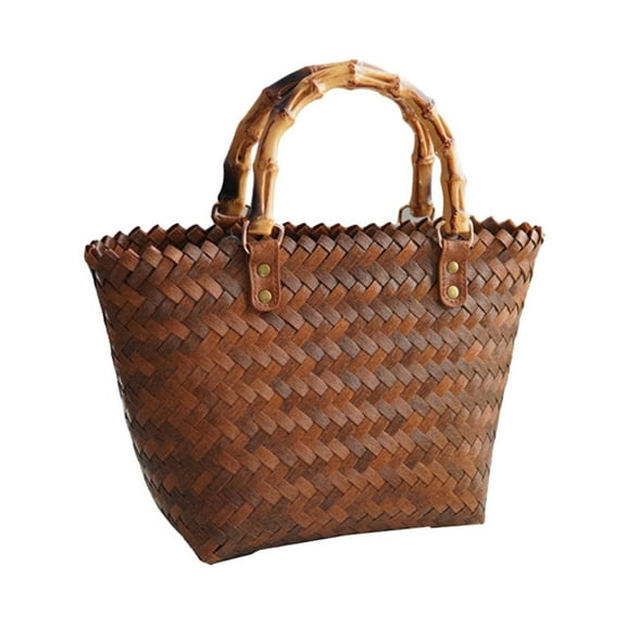 Women Handbag Bohemia with Handles Fashion Handwoven Summer Beach Basket Bag 40x30cm