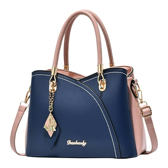 Women Handbag Large Capacity Plaid Contrast Color Middle Aged One Shoulder Messenger Bag