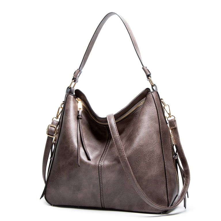 Women Handbag Tote Bag, 15.6 Inch PU Leather Shoulder Bag Laptop Bags with  Adjustable Handle, Lightweight Stylish Designer Large Black Handbags for  School Work Travel-Grey 