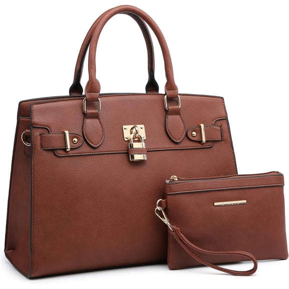 Women Handbags and Purses Ladies Shoulder Bag Top Handle Satchel Tote Work Bag with Matching Clutch