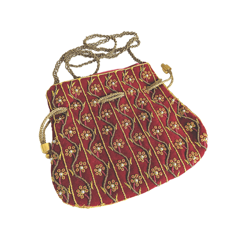 Craft Bazaar Women Handmade Indian Potli Bag Batwa Bag Velvet Purse for Evening Parties Brides Weddings Women s Size 7 Inches 8 Inches