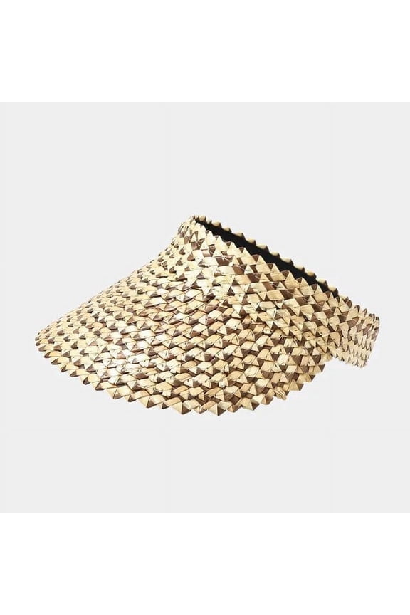 Women Handmade Raffia Straw Hat Sun Visor Hat Sunscreen Lady Holiday Beach UV Protection Topless Stab Fashion Panama Hat