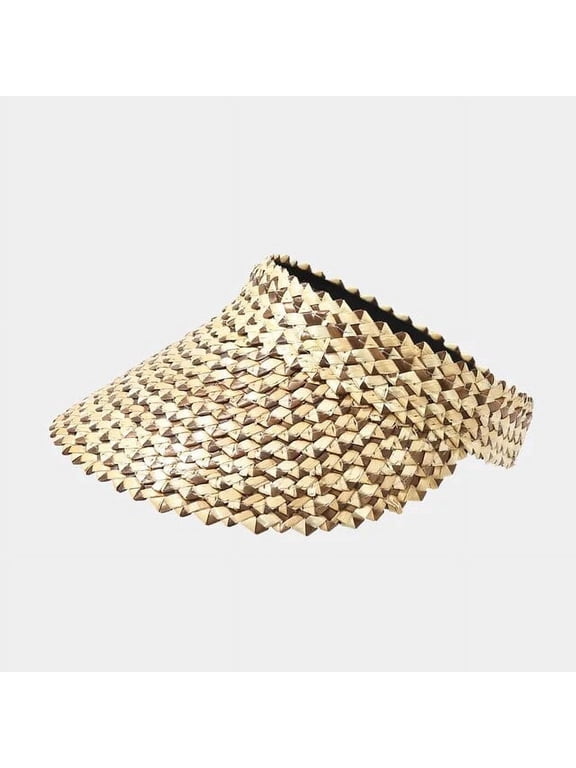 Women Handmade Raffia Straw Hat Sun Visor Hat Sunscreen Lady Holiday Beach UV Protection Topless Stab Fashion Panama Hat
