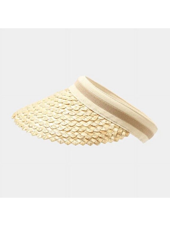 Women Handmade Raffia Straw Hat Sun Visor Hat Sunscreen Lady Holiday Beach UV Protection Topless Stab Fashion Panama Hat