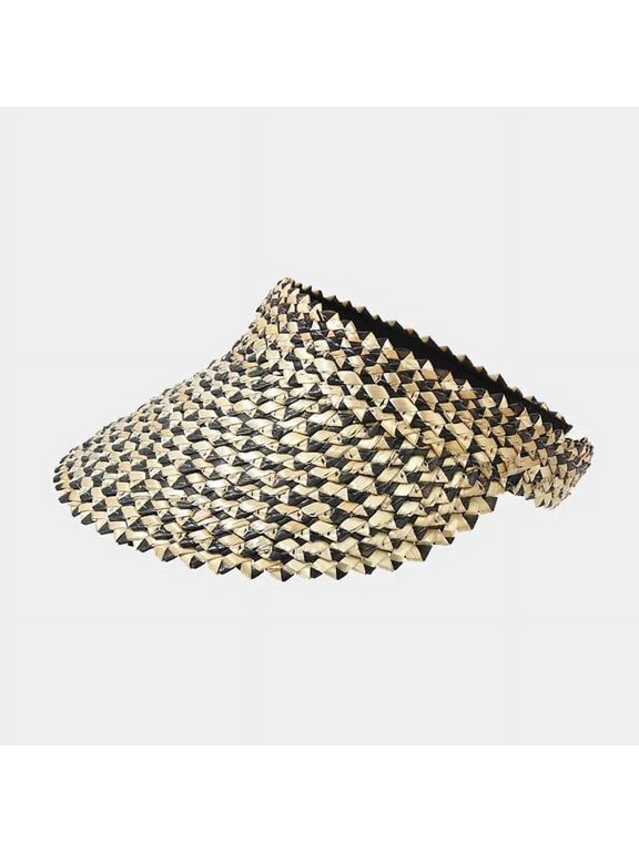 Women Handmade Raffia Straw Hat Sun Visor Hat Sunscreen Lady Holiday Beach UV Protection Topless Stab Fashion Panama Hat