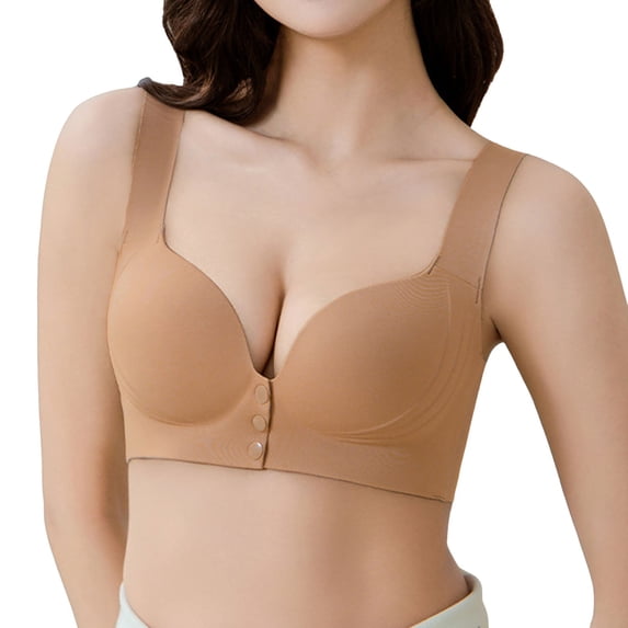 Women Hands Pumping Maternity Nursing Bra Adjustable Breastfeeding Support Wirefree Comfort Seamless, 44, Khaki