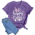 thumbnail image 1 of Women Happy Easter T Shirt Bunny Rabbit Graphic T-Shirt Funny Letter Printed Shirts Short Sleeve Tops, 1 of 6