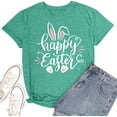 thumbnail image 1 of Women Happy Easter T Shirt Bunny Rabbit Graphic T-Shirt Funny Letter Printed Shirts Short Sleeve Tops, 1 of 6