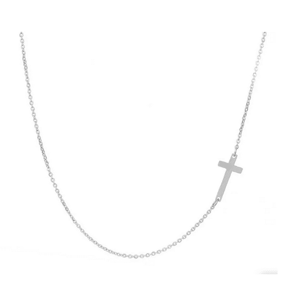 Women Harper Sideways 18K Gold Simple Cross Pendant Necklace Eyes Skinny Cross Celebrity Inspired Chain Necklace | Plated Minimalist Trendy Sideways Cross Necklace