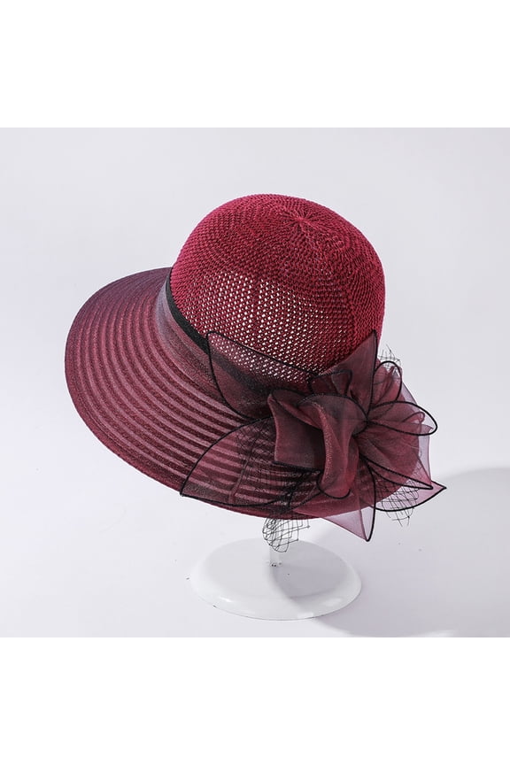 Women Hat Bridal Wedding Tea Party Wide Brim Summer Sun Cap Bucket Hat Double Bucket Hat Men 64 Bucket Hat Funny Bucket Hat With Rings Men's Cool Bucket Hat Men's Bucket Hat Light Blue Outdoor Hat