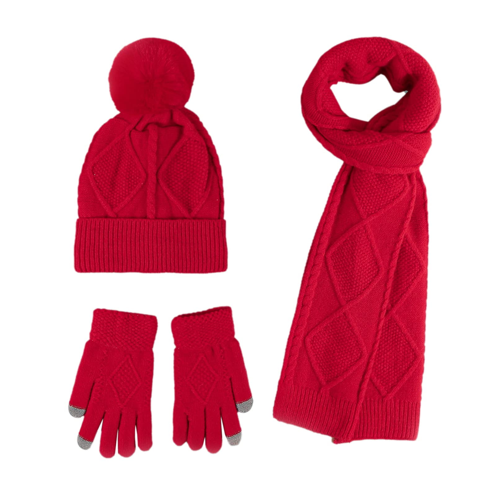 Women Hat Scarf And Gloves Set for Women Ladies Girls, Winter Warm Knit