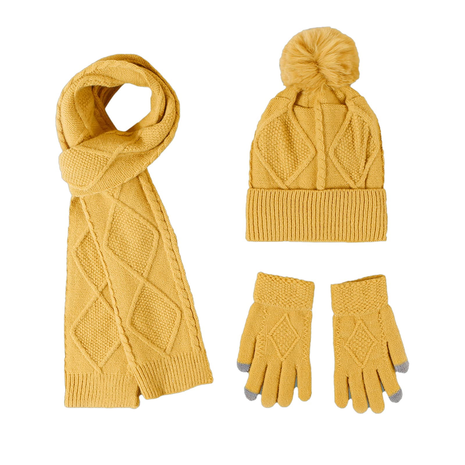 Women Hat Scarf And Gloves Set for Women Ladies Girls, Winter Warm Knit