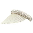 thumbnail image 1 of Women Hat Solid Color Big Brim Breathable Adjustable Imitation Pearl Summer Cap Headwear, 1 of 8