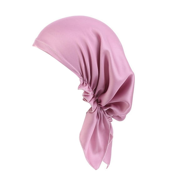 Women Hat Solid Color Simple Elastic Lightweight Windproof Smooth Surface Satin Soft Fabric Adjustable Skull Beanies for Daily Wear