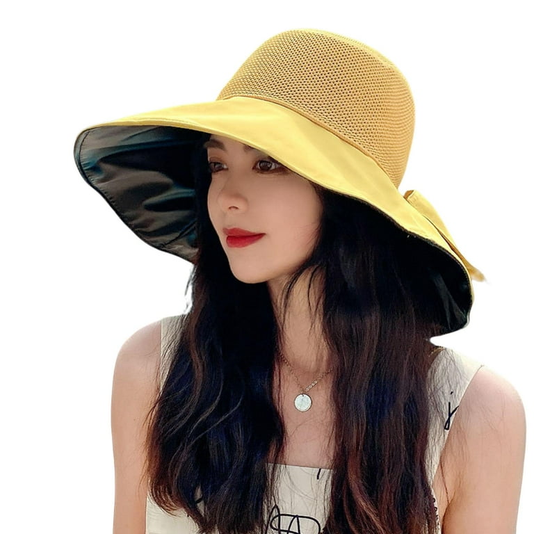 Women Hat Solid Color Wide Brim Round Shape Hollow Out Super